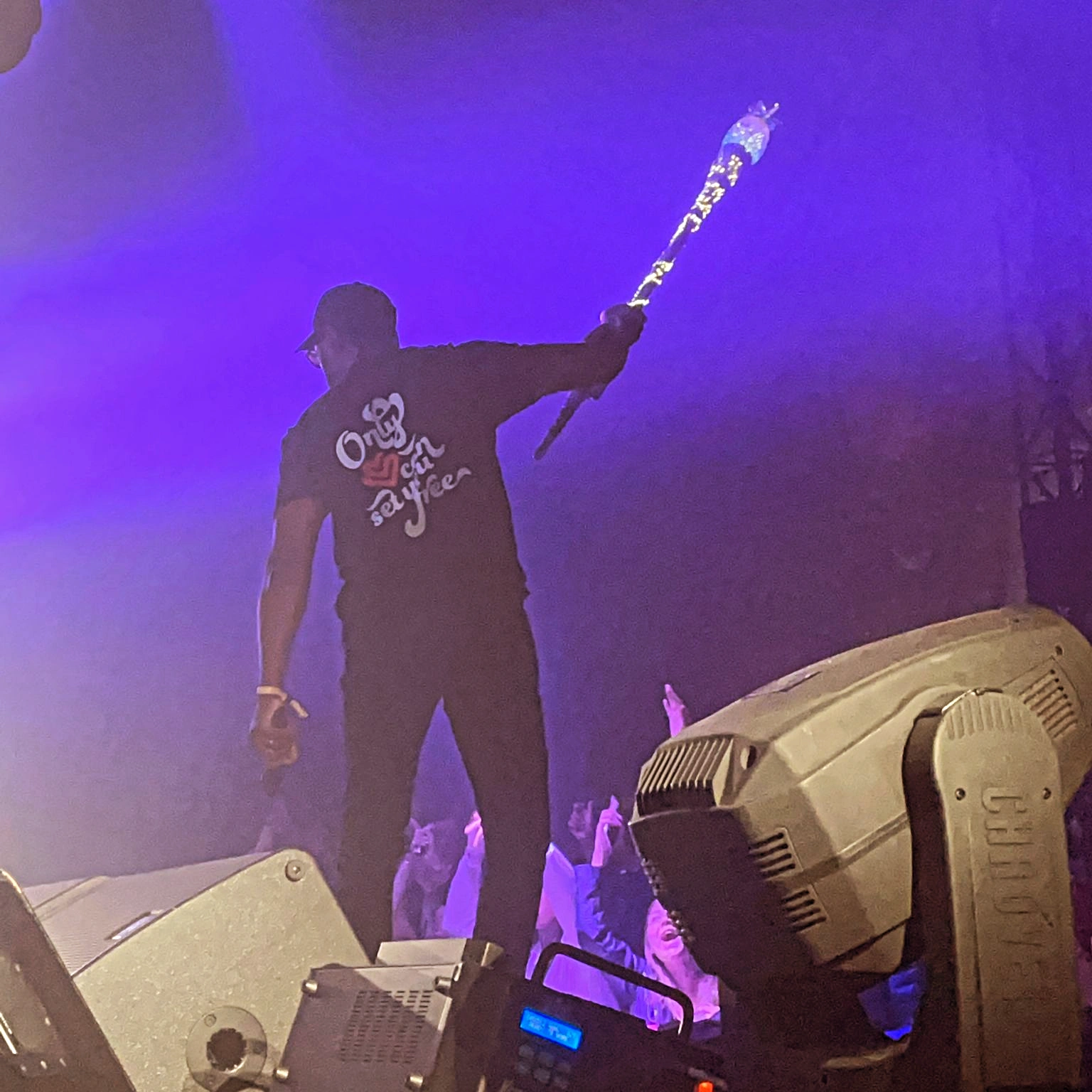 Jay Kurdy on stage with a CO2 cannon